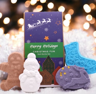 a christmas card with a christmas tree and a gift box