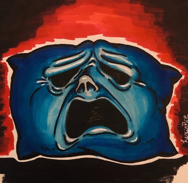 sad, distraught, scared, emotional pillow