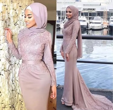 woman in a hijab evening dress