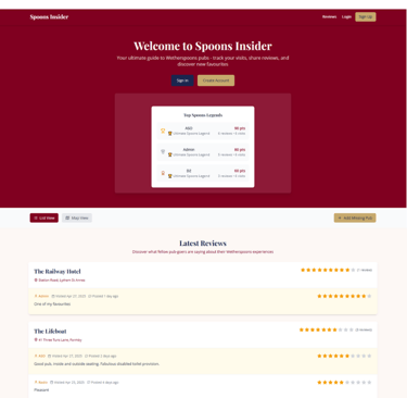 Spoons Insider Home Page