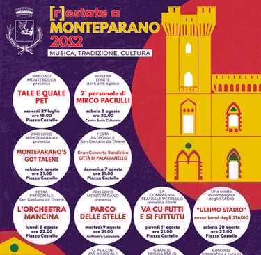 programmazione estiva di monteparano organizzata da alex borsci e dal comune di Monteparano