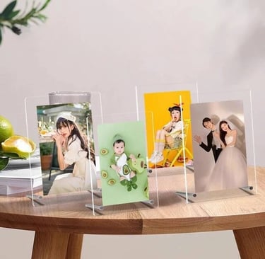 Clear Acrylic Standee Frame Displaying Photos