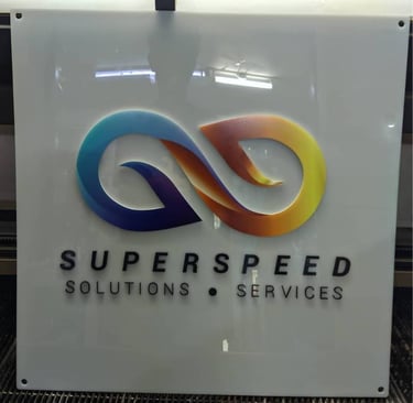 Colorful Acrylic Superspeed Logo Sign