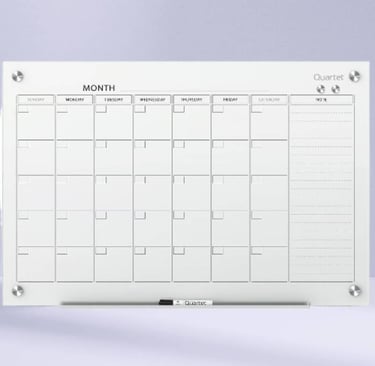 Quartet Glass Dry-Erase Writing Calendar Board