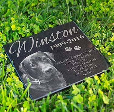 Custom lasered granite plaque for a dog name Winston 1999-2016