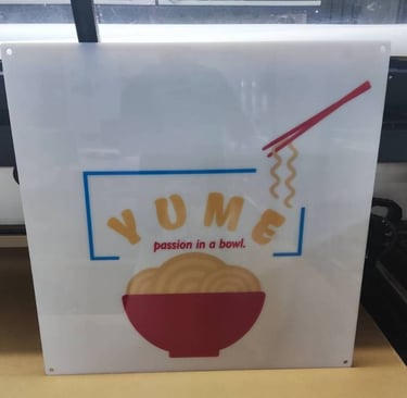 Acrylic logo sign with Noodle Bowl Logo Sign for Yume