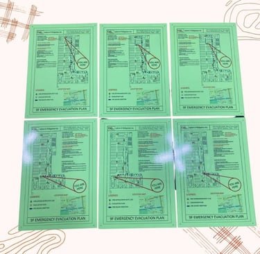 Acrylic Evacuation Plans Mounted on Wall