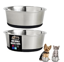 Gorilla Grip Stainless Steel Dog Bowls (Set of 2)