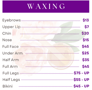 eyebrows waxing, lip, chin, nose, full face, arm, leg, brazilian