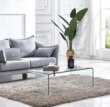 Premium Tempered Glass Modern Clear Coffee Table for Living Room
