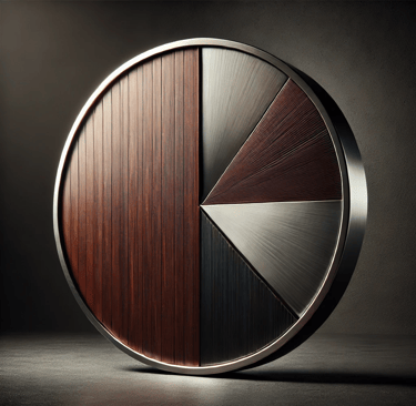 A high-end wooden pie chart reflecting fractional leadership and executive-level expertise.