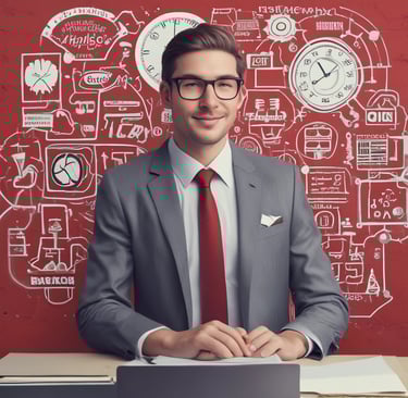 Man in suit holding clipboard talking to woman