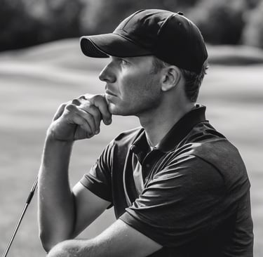 a man playing golf with a brain map of the brain