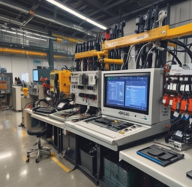 Close-up of hands working on a laptop with website design software open