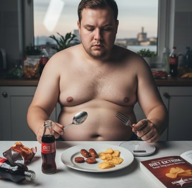 seorang laki laki makan sedikit mau turun berat badan