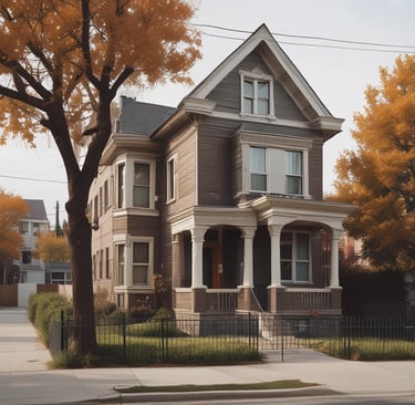 Houses and money represent a financial concept.