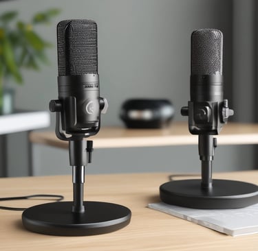a close up of a microphone on a yellow background