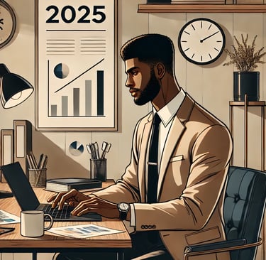 a man in a suit and tie is sitting at a desk