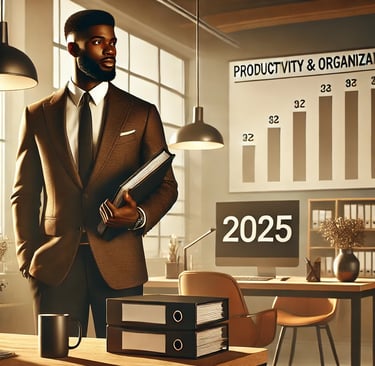 a man in a suit and tie standing in front of a calendar