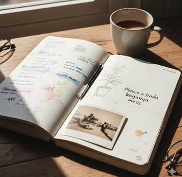 a book opened to show a book with a cup of coffee