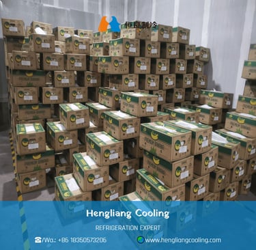 Banana cold storage room with controlled temperature and humidity