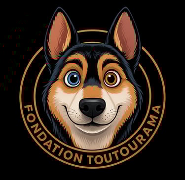 a dog with a dog in a circle with the words foundation for the foundation of