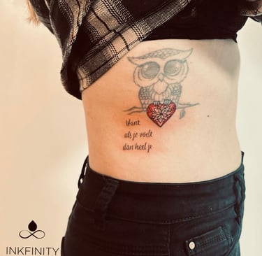 Tattoo with a quote about feeling — showing how vital it is for healing