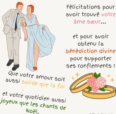 message felicitations carte mariage religieux humour