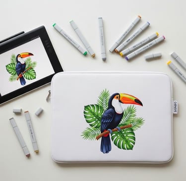 Hasil cetak sublimasi tajam dan berwarna di atas tas laptop dari bahan kanvas polyester SIGNIFO.