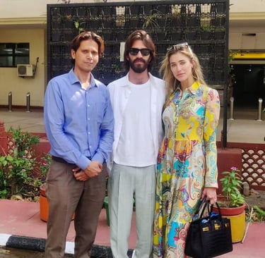 With Mr. Leonardo Maria Del Vecchio, Ray-Ban President and Jessica Serfaty, American actress alongside