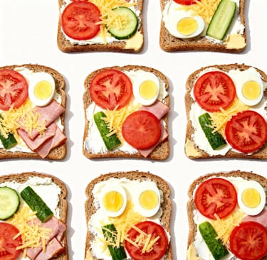 Demenzfreundliche Mini-Sandwiches bunt angerichtet