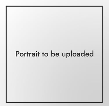 Placeholder graphic with 'Portrait to be uploaded' centered in a black border on a gray background.