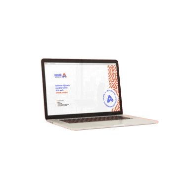 a laptop computer with a laptop on a desk. Textil-A