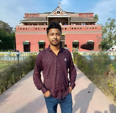 a man standing in front of a building