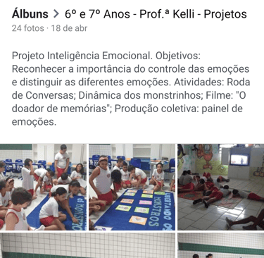 Registros de um dos projetos desenvolvidos por mim, em uma das escolas que lecionei.