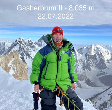 Elisabeth Gschösser on the summit of Gasherbrum 2
