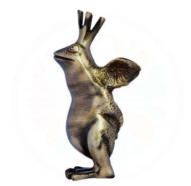 a statue of a bird with a bird on it's back