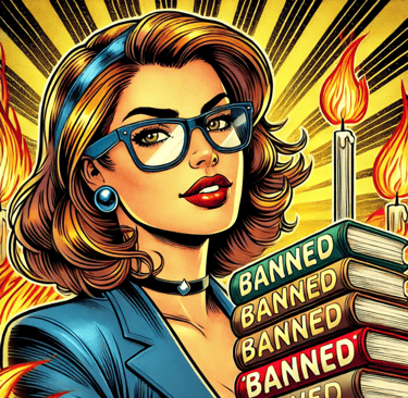 a woman in a black jacket and glasses holding a book