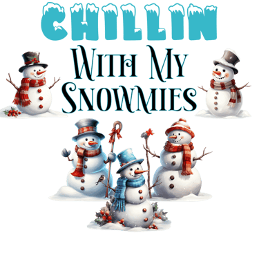 a group of snowmen with a black background