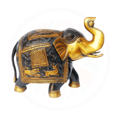 a decorative elephant statue of a golden elephant