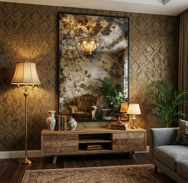 lustra postarzane, lustra antyczne na wymiar w salonie