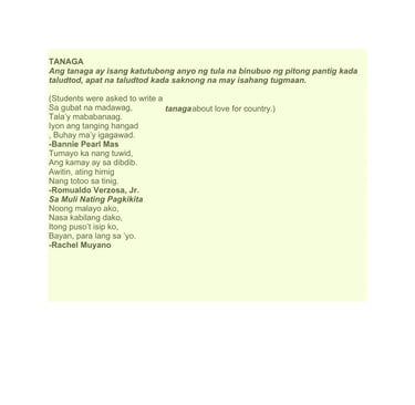 tanaga traditional tagalog poem