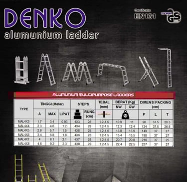 Tangga Lipat (Multipurpose) Denko MAL 4x8: Tinggi 9,2 Meter