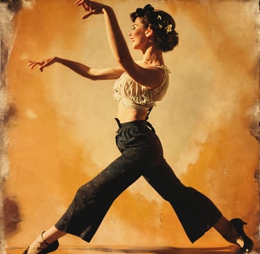 a woman in a white top and black pants