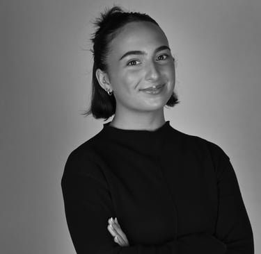 a woman in a black and white photo