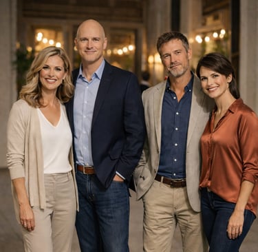 two good looking couples standing for a photo