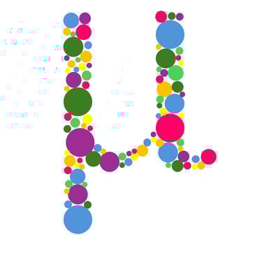 The muspan logo, a mu made of coloured dots
