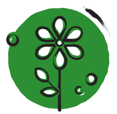 icoon in groen en zwart-wit van een bloem