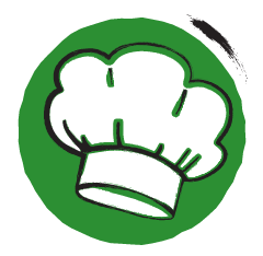 icoon in groen en zwart van koksmuts