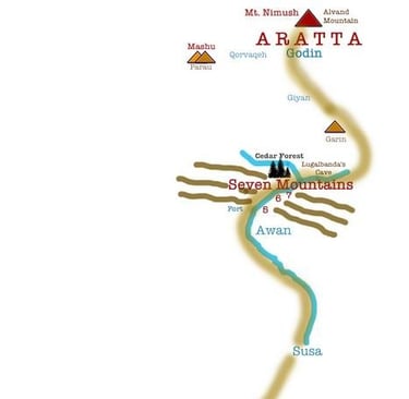 Map by B.J. Corbin of the way to Aratta